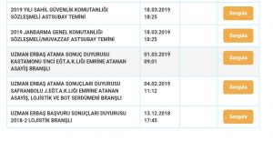 2019 Jandarma-Sahil Güvenlik Muvazzaf-Sözleşmeli  Astsubay Başvuru Sonuçları Açıklandı
