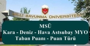 2024 MSÜ Kara – Deniz – Hava Astsubay MYO Taban Puanı – Puan Türü