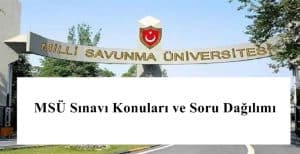 2024- MSÜ Sınavı Konuları ve Soru Dağılımı – MSÜ Soru Sayısı