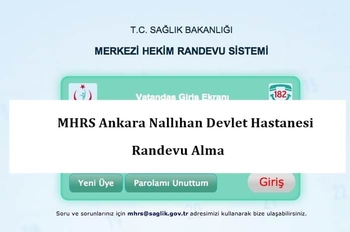 MHRS Ankara Nallıhan Devlet Hastanesi Randevu Alma