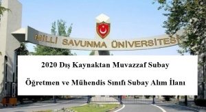 2020 Dış Kaynaktan Muvazzaf Subay Öğretmen ve Mühendis Sınıfı Subay Alım İlanı