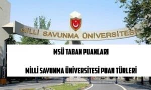 2024 MSÜ Taban Puanları, Milli Savunma Üniversitesi Puan Türleri