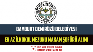 Bayburt Demirözü Belediyesi En Az İlkokul Mezunu Makam Şoförü Alımı
