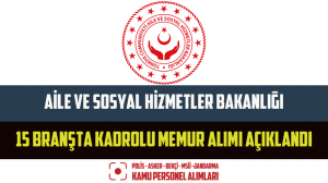 Aile ve Sosyal Hizmetler Bakanlığı 15 Branşta Kadrolu Memur Alımı Açıklandı