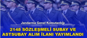 Jandarma Sözleşmeli 2148 Subay ve Astsubay Alım İlanı Yayımlandı!